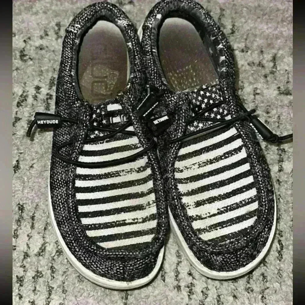 Hey Dude Shoes Wally Walls Pledge‎ Patriotic Buckle Exclusive Kids Size 5/Lady 6